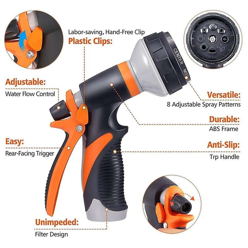 Garden Hose Nozzle, Water Hose Sprayer with 8 Watering Spray Patterns