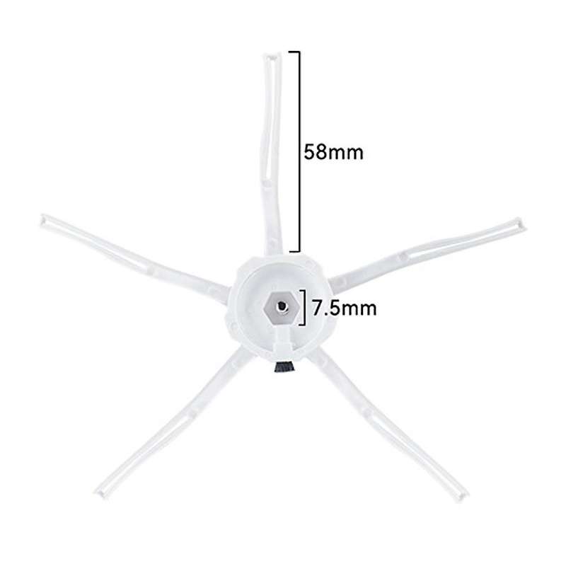 16pcs White 5 Arms Side Brush for Xiaomi Roborock S6 S5 E35 E2 S50 S5
