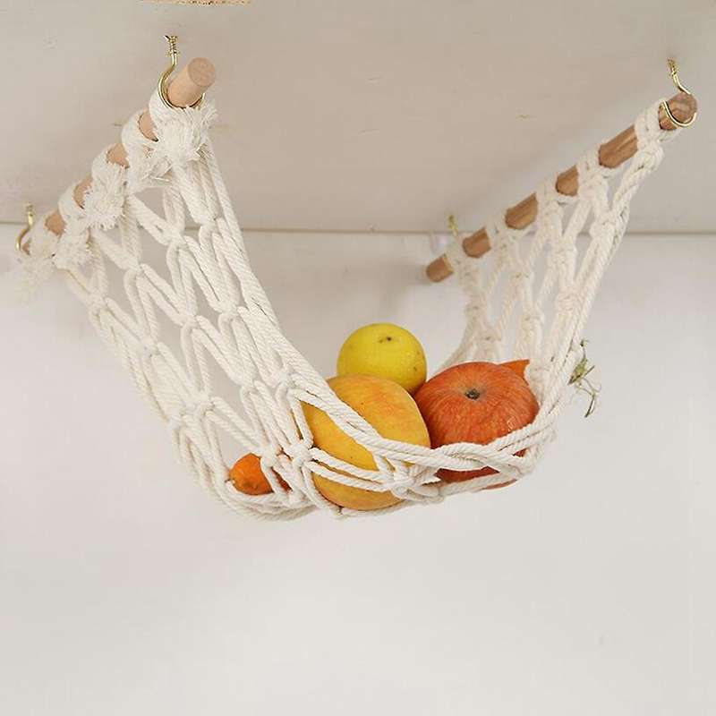 Macrame Fruit Hammock for Kitchen Under Cabinet - Fruit Holder Net