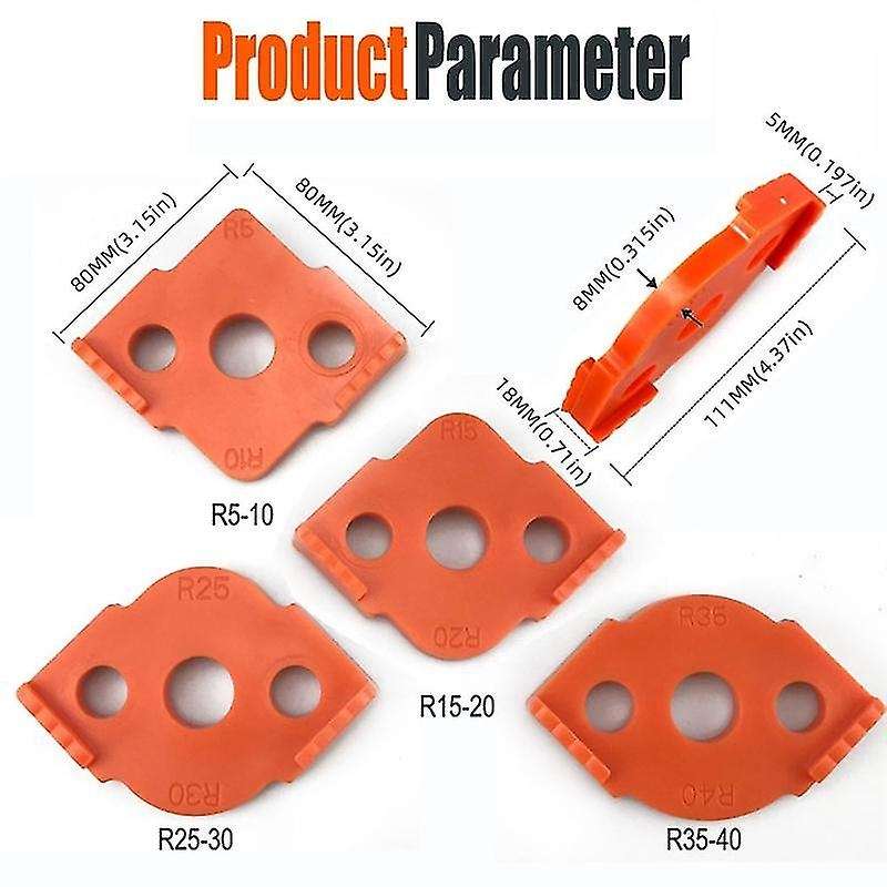 4pcs Woodworking Router Corner Radius Templates Black