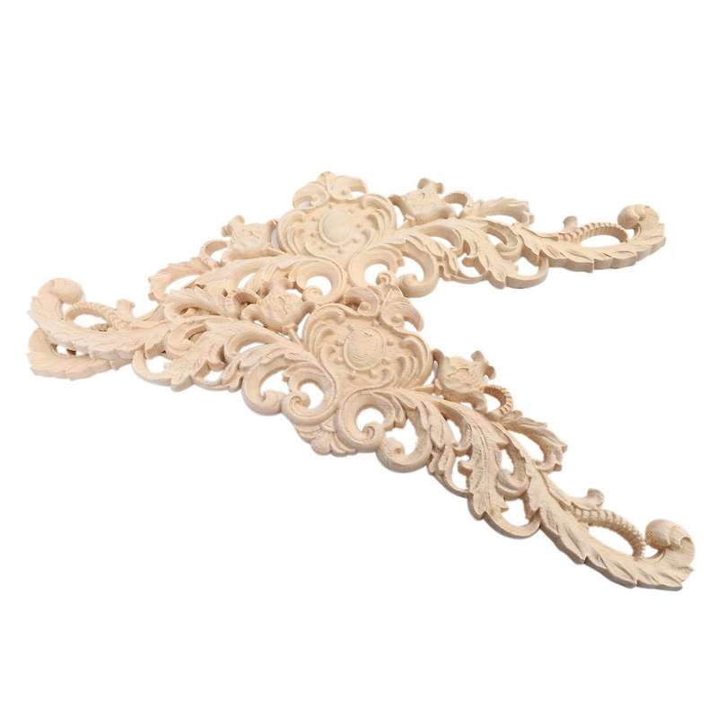 4pcs Wood Decorative Long Carved Onlay Applique Furniture 30 X 8 Cm