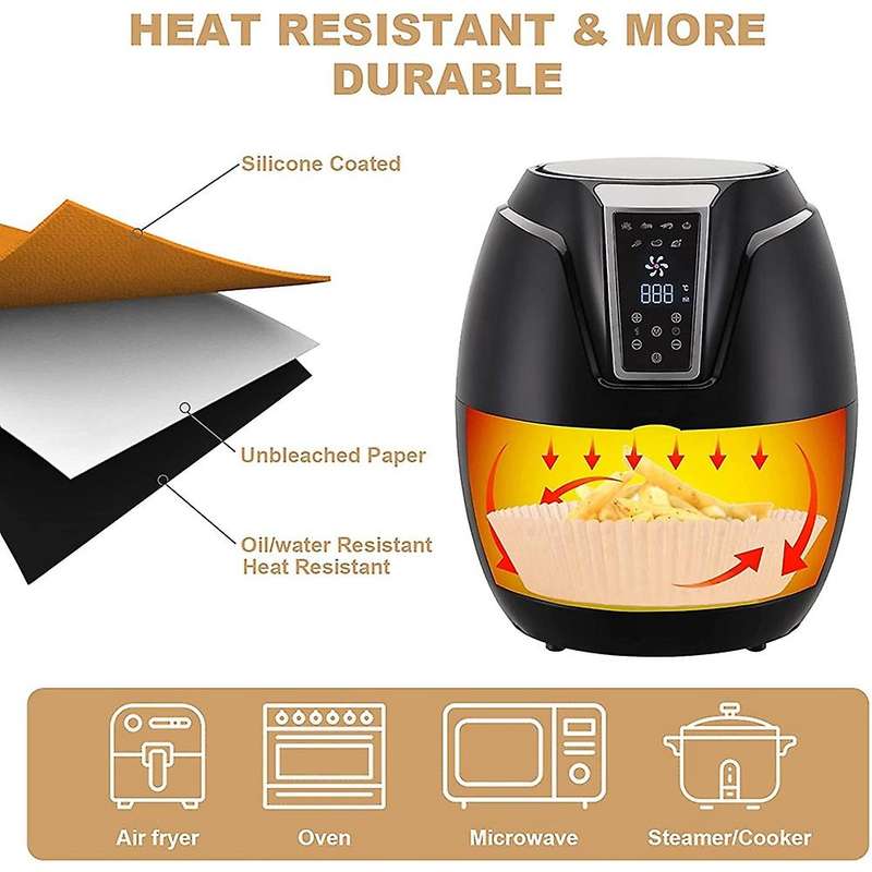 100pcs Non-stick Disposable Air Fryer Paper,with Brush for Baking