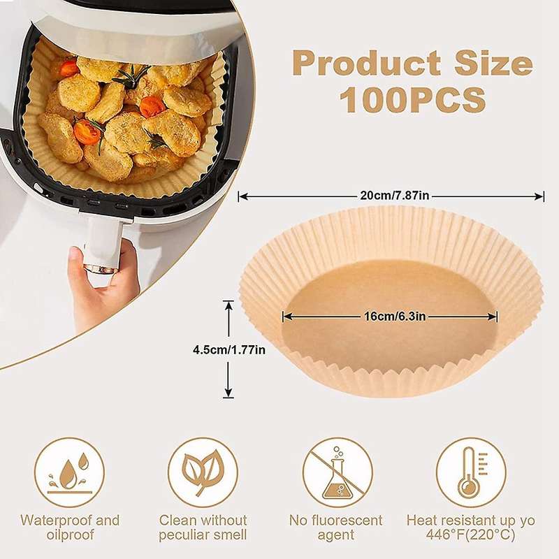 100pcs Non-stick Disposable Air Fryer Paper,with Brush for Baking