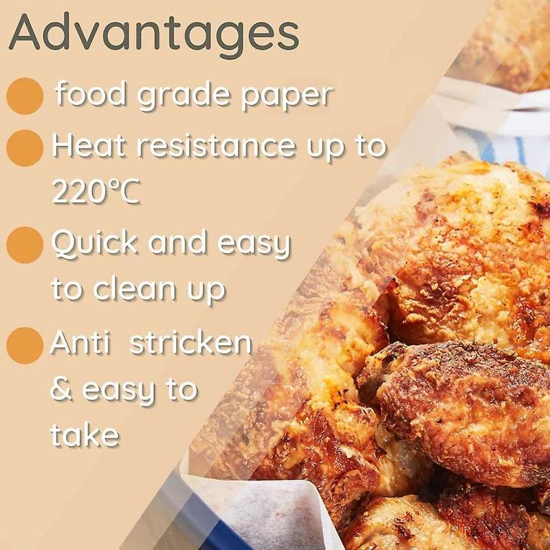 100pcs Non-stick Disposable Air Fryer Paper,with Brush for Baking