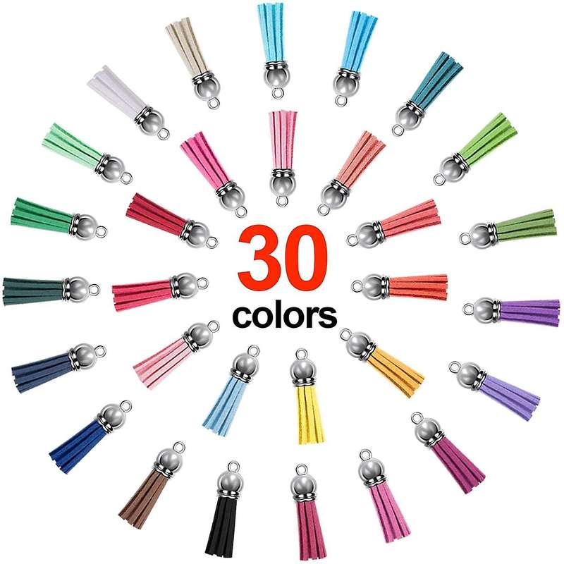 120 Pcs Acrylic Keychain Blank Tassel Pendant Set Includes