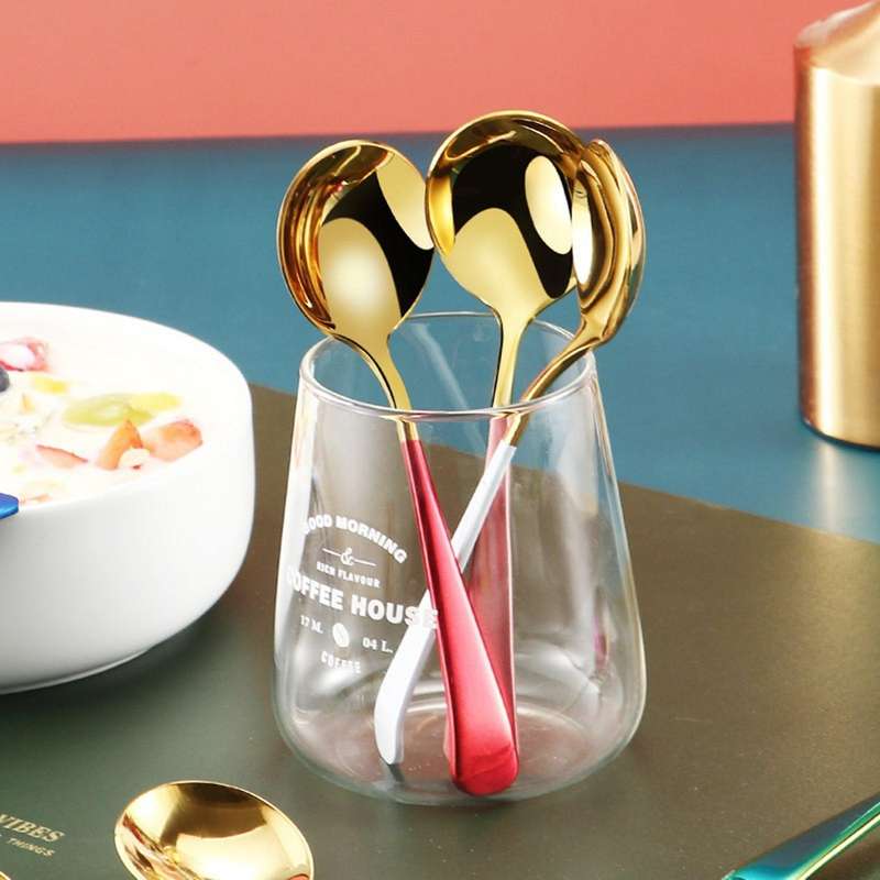 Metal Soup Spoons Stainless Steel Spoons for Soup Round Dinner Spoons