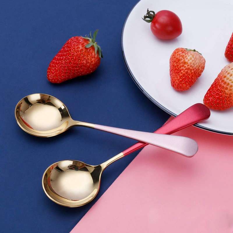 Metal Soup Spoons Stainless Steel Spoons for Soup Round Dinner Spoons