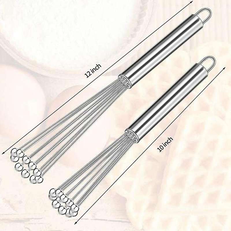 4pieces Stainless Steel Egg Whisk for Cooking,blending(10inch&12inch)