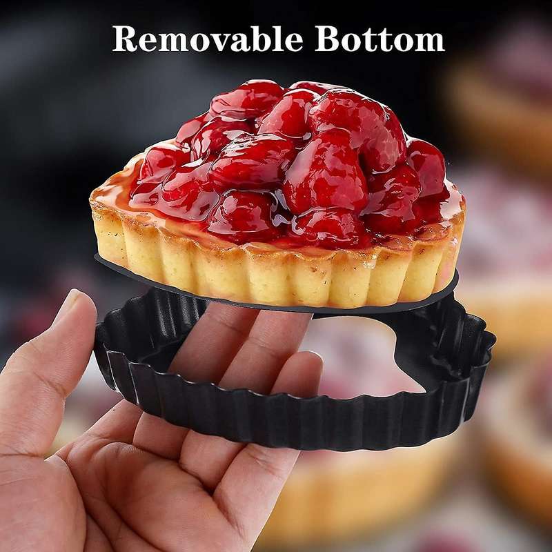 For Baking, 6pcs 4.13inch Heart-shaped Carbon Steel Quiche Pan