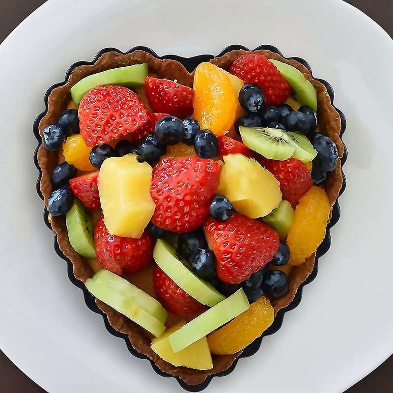For Baking, 6pcs 4.13inch Heart-shaped Carbon Steel Quiche Pan