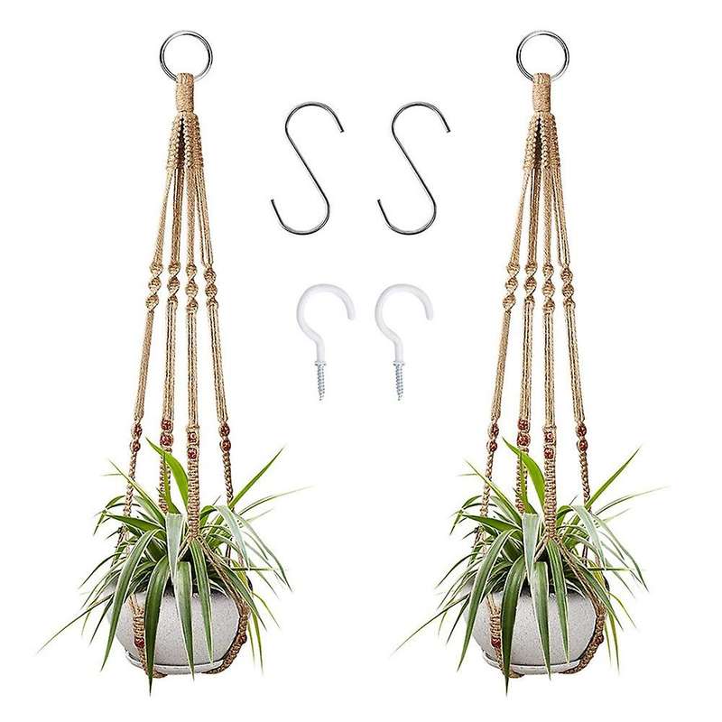 2pcs Macrame Hanging Planter, Hanging Planter Set(brown)