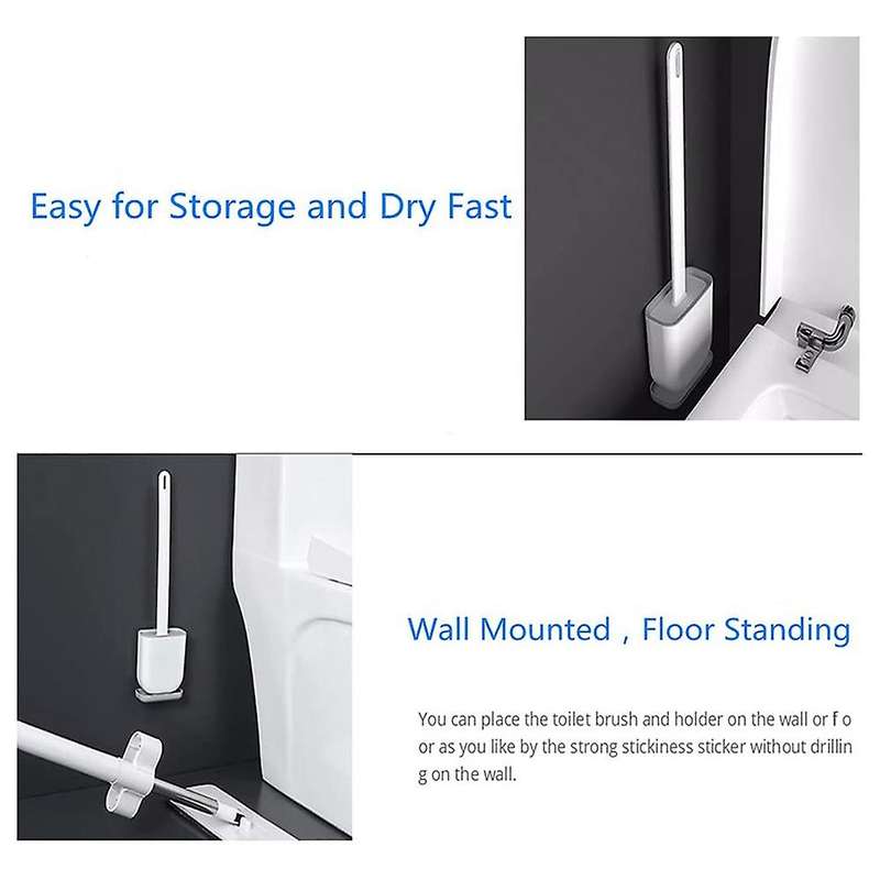 Toilet Brush, Silicone Toilet Brush with Holder Drip Tray Set(2 Pack)