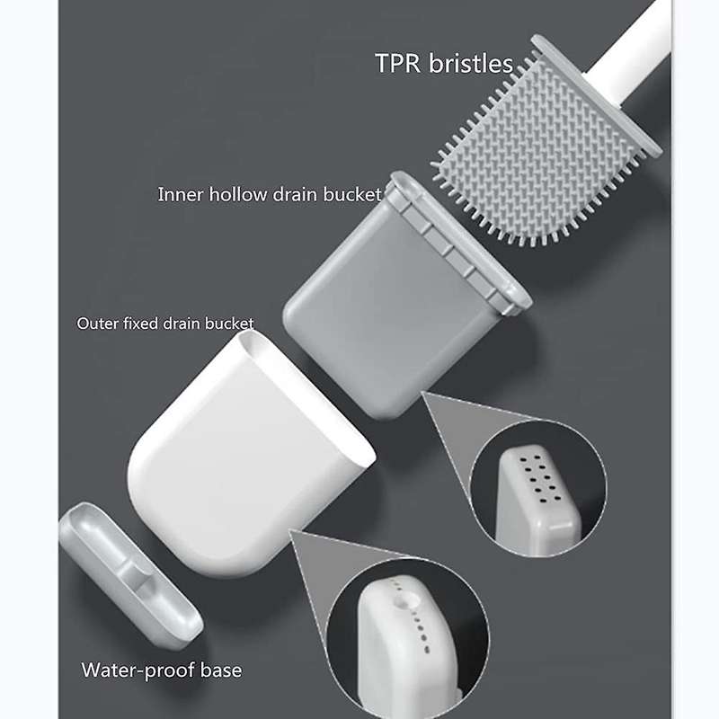 Toilet Brush, Silicone Toilet Brush with Holder Drip Tray Set(2 Pack)
