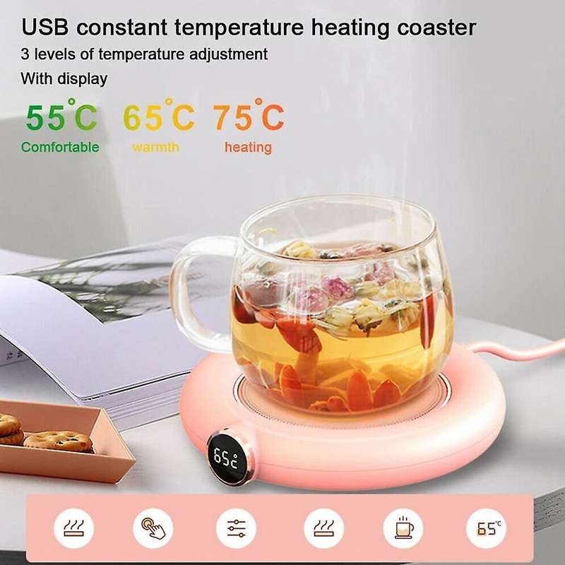 Smart Mug Warmer for Tea Warming, Candle Warmer Mug Heater Pink