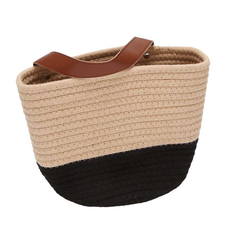 Wall Hanging Cotton Rope Basket with Handle for Flower Plants,toys(l)