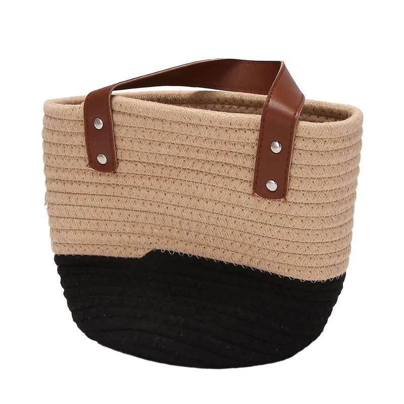 Wall Hanging Cotton Rope Basket with Handle for Flower Plants,toys(l)