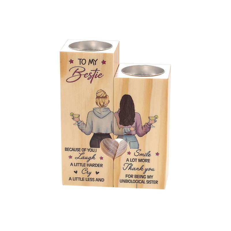 Wooden Candle Holder for Friend Couples Gift Candlestick Holders -b
