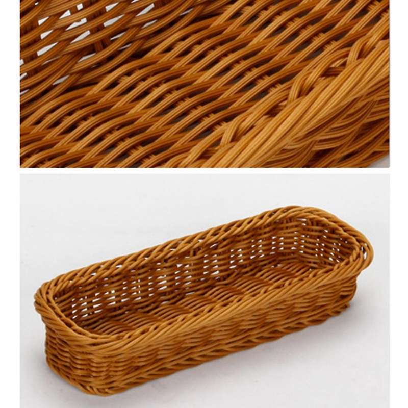 Square Rattan Bread Basket,for Fruit/food/fork Spoon Knife Storage,a