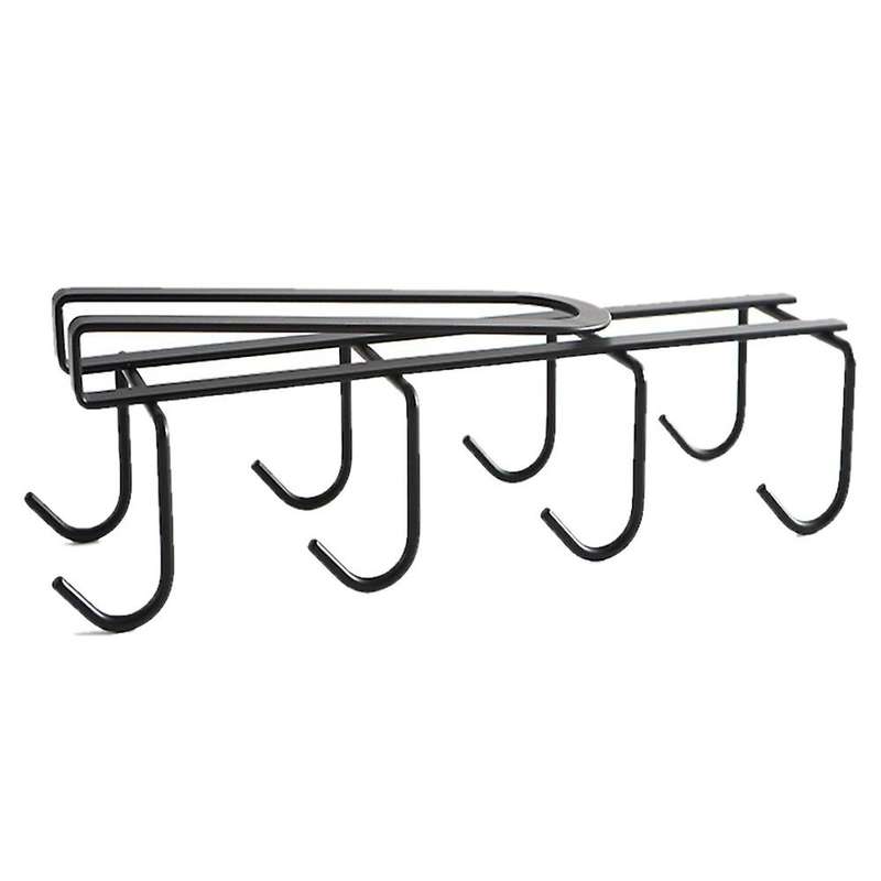 Cup Hook Under Cabinet with 8 Hooks Mug Rack Holder Storage (black)