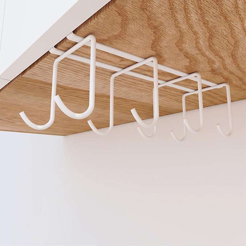 Cup Hook Under Cabinet with 8 Hooks Mug Rack Holder Storage (black)