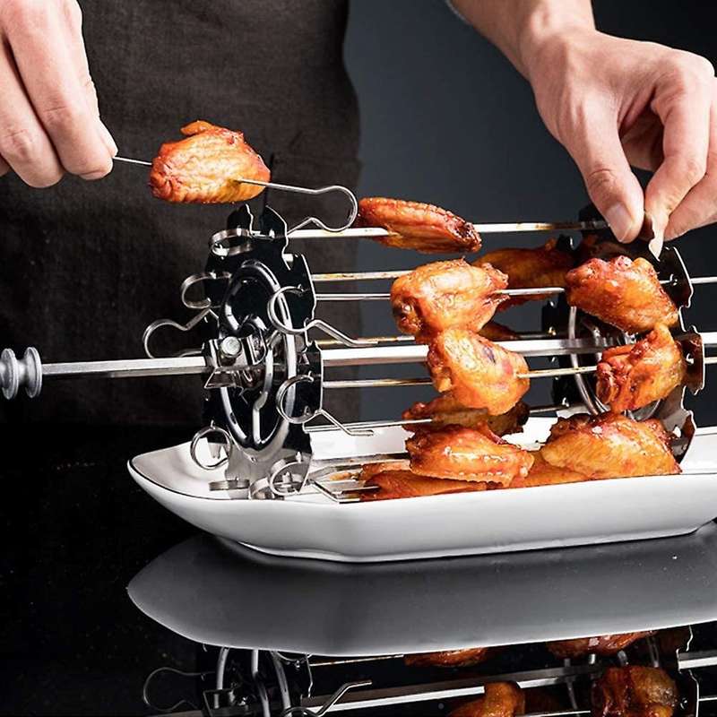 Bbq Steel Metal Roaster Rotisserie Needle Cage Oven Kebab Maker Grill