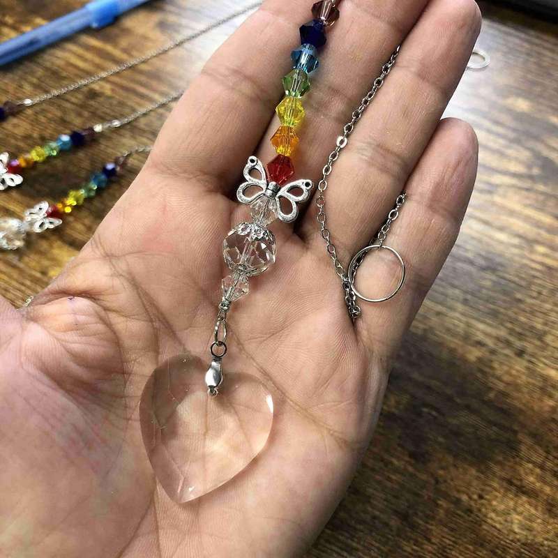 Crystal Suncatcher Hanging Prism Butterfly Ornament for Plants