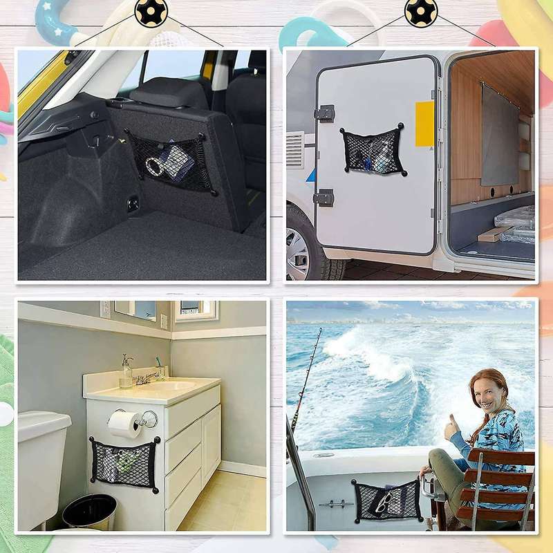2pcs 45x25cm Car Trunk Net Pocket Car Cargo Storage Bag