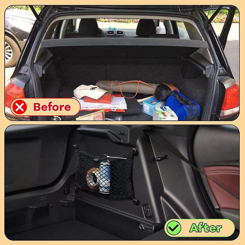 2pcs 45x25cm Car Trunk Net Pocket Car Cargo Storage Bag