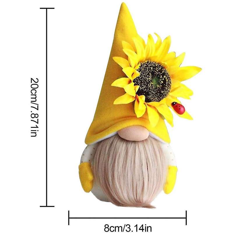 2 Pcs Sunflower Gnome Summer Gnomes Plaid Sunflower Gnome Ornaments