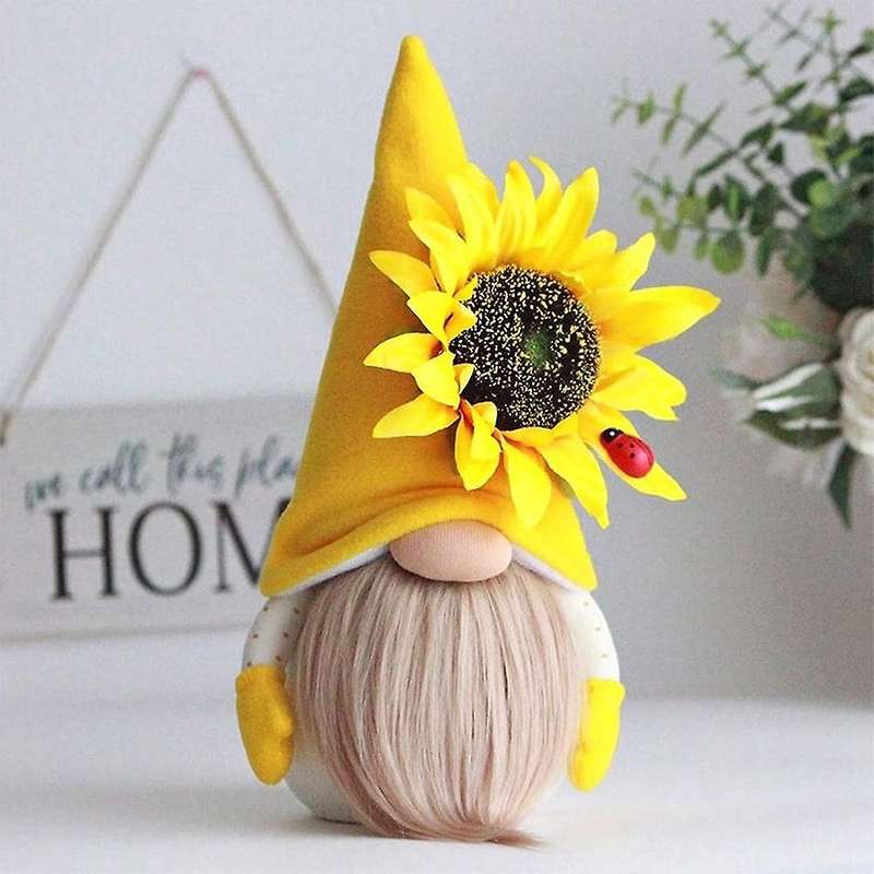 2 Pcs Sunflower Gnome Summer Gnomes Plaid Sunflower Gnome Ornaments