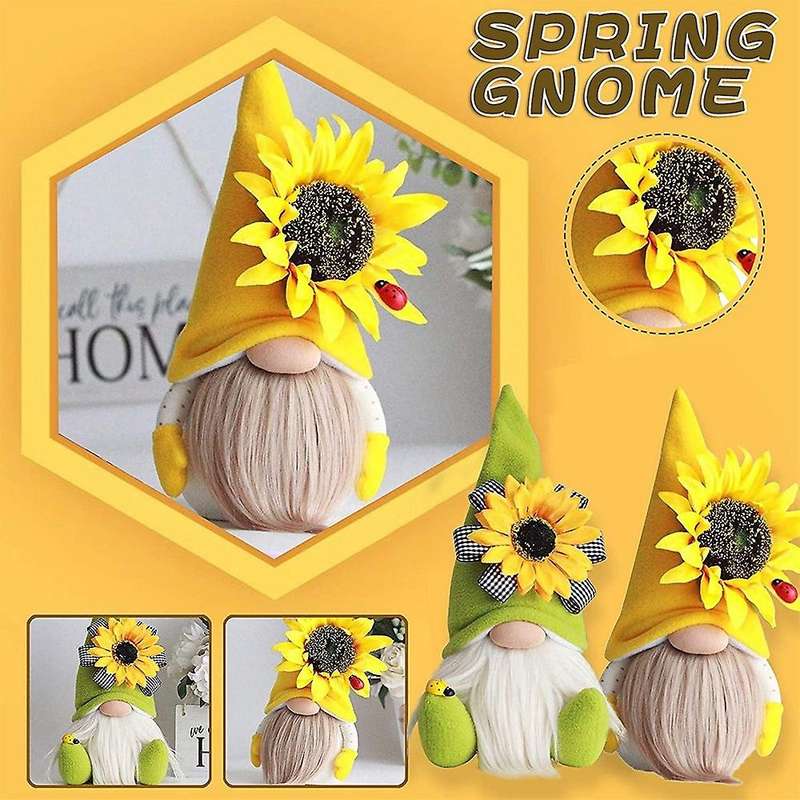 2 Pcs Sunflower Gnome Summer Gnomes Plaid Sunflower Gnome Ornaments