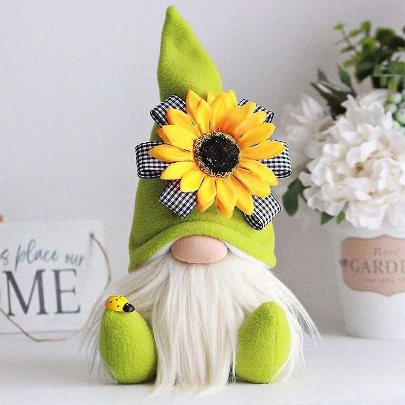 2 Pcs Sunflower Gnome Summer Gnomes Plaid Sunflower Gnome Ornaments