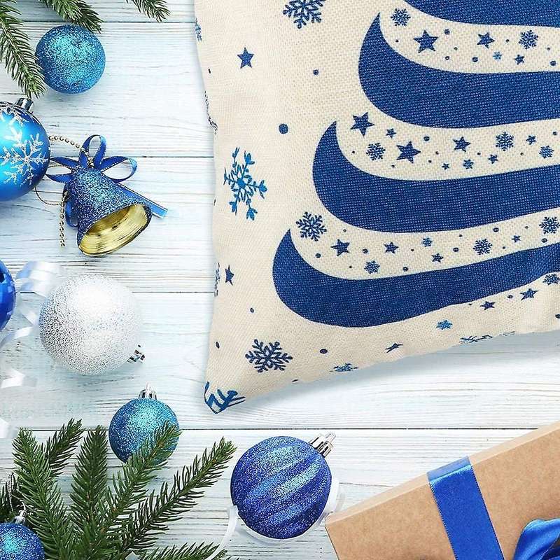 Christmas Blue Pillow Covers Farmhouse Pillow Covers for Decorations