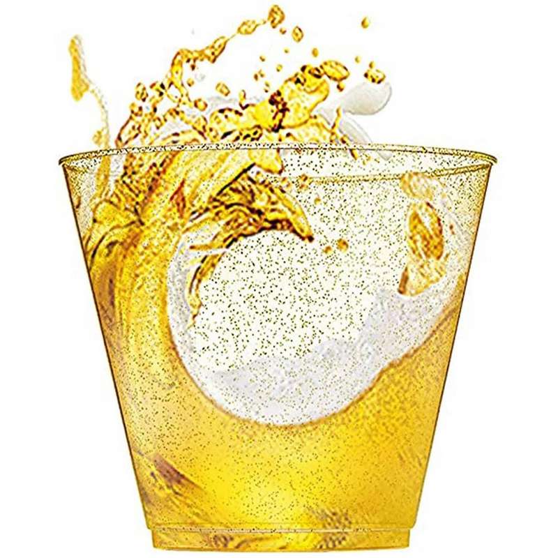 Golden Plastic Cup Disposable Water Cup Golden Powder 90oz Juice Cup