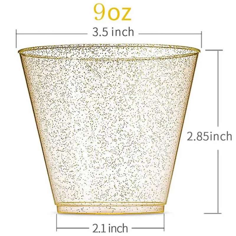 Golden Plastic Cup Disposable Water Cup Golden Powder 90oz Juice Cup
