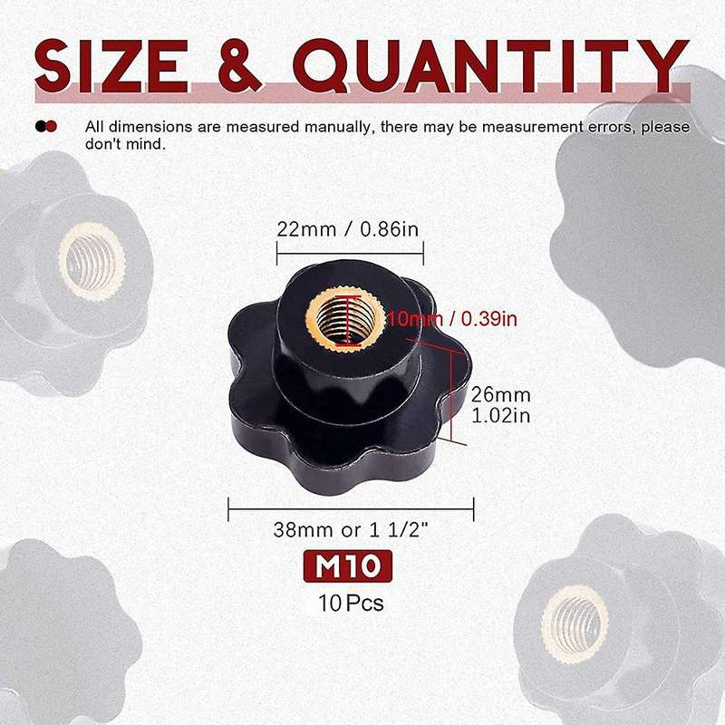 M10 Plastic Screw On Type Knurled Clamping Nuts Knob(10 Pcs)