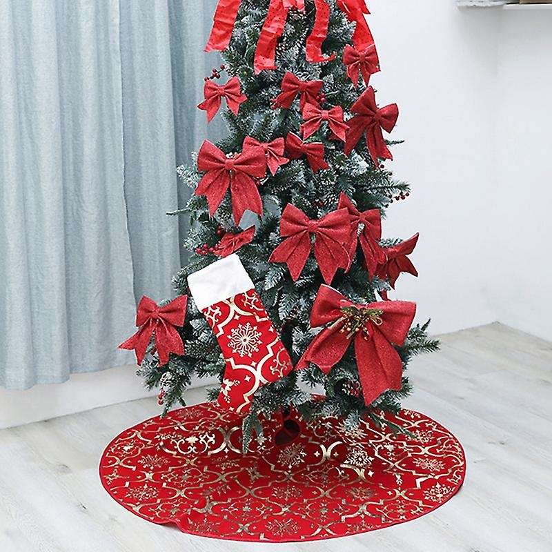 1 Set Christmas Tree Skirt with Stocking for Home Decoration, Red
