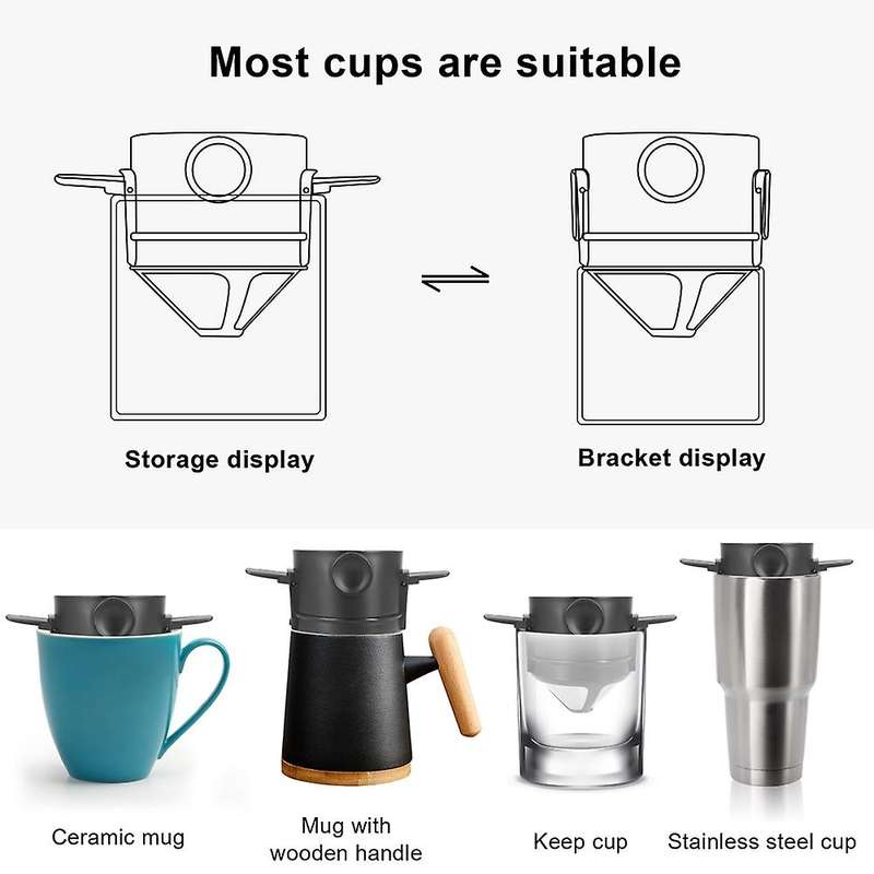 5pcs Portable Coffee Filter Dripper Stainless Steel Coffee Funnel