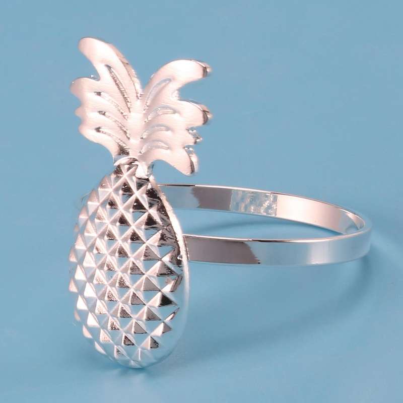 12pcs Pineapple Napkin Ring Metal Plating Napkin Ring Ring Silver