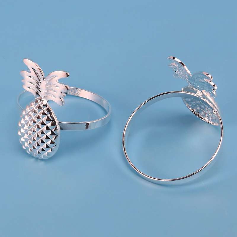 12pcs Pineapple Napkin Ring Metal Plating Napkin Ring Ring Silver