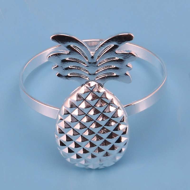 12pcs Pineapple Napkin Ring Metal Plating Napkin Ring Ring Silver