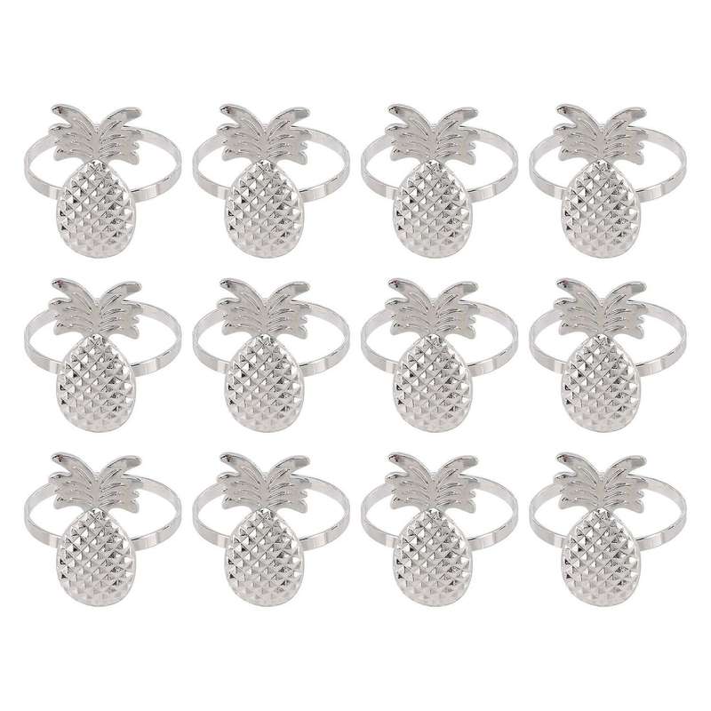 12pcs Pineapple Napkin Ring Metal Plating Napkin Ring Ring Silver