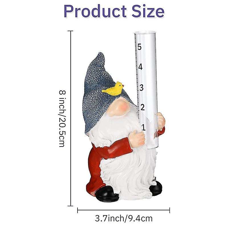 Rain Gauges Gnome with Glass Rain Gauge for Rain In Patio Lawn Decor