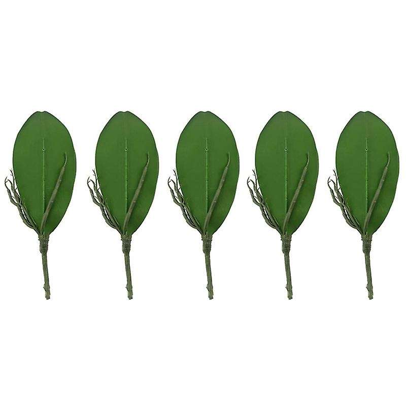 5 Pcs Artificial Green Orchid Leaf for Flowers Garden Decor