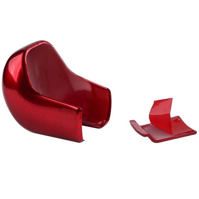 Gear Shifting Knob Cover Abs Red Carbon Fiber Change Lever Trim