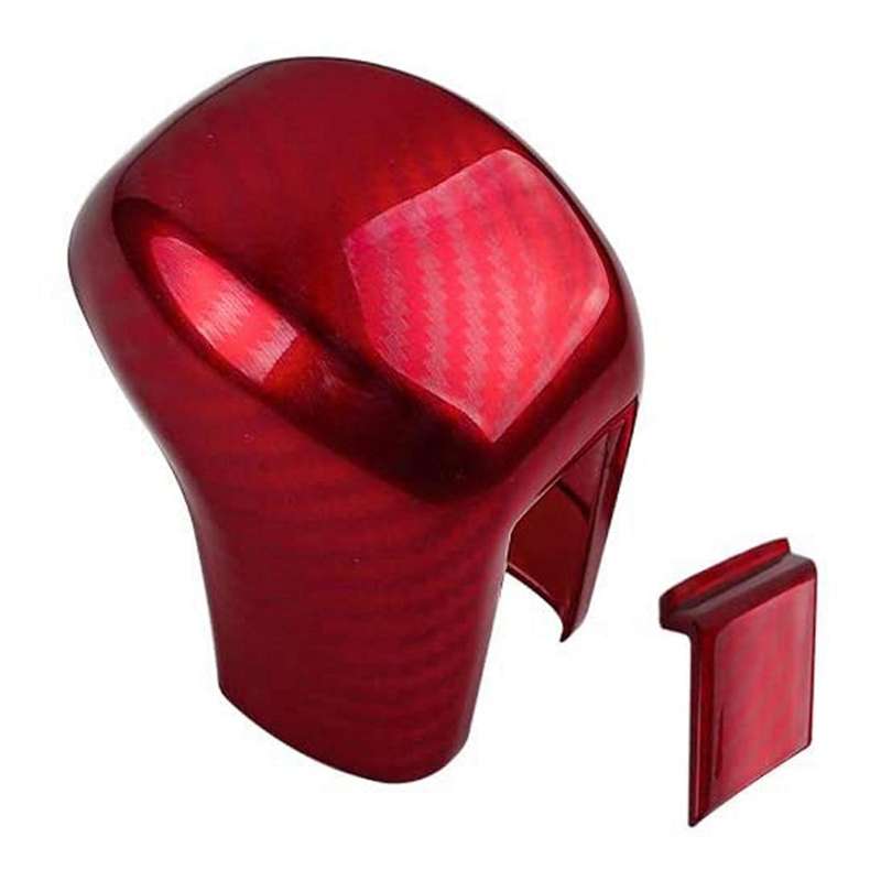 Gear Shifting Knob Cover Abs Red Carbon Fiber Change Lever Trim