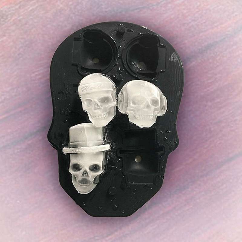 Black 3d Skull Ice Square Ice Making Box 6 Skull Ice Squares Reusable