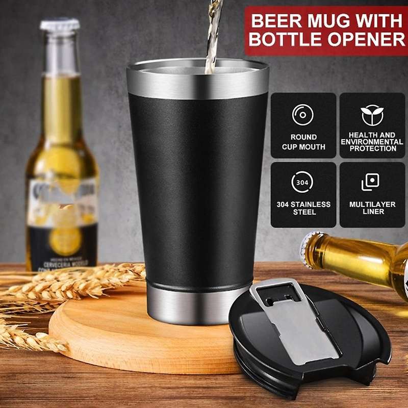 Beer Cups Thermal Mug with Bottle Opener Stainless Steel 580ml Cups