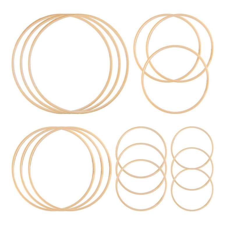 Wooden Rings, Bamboo Macrame Hoop Rings for Wedding Christmas Crafts