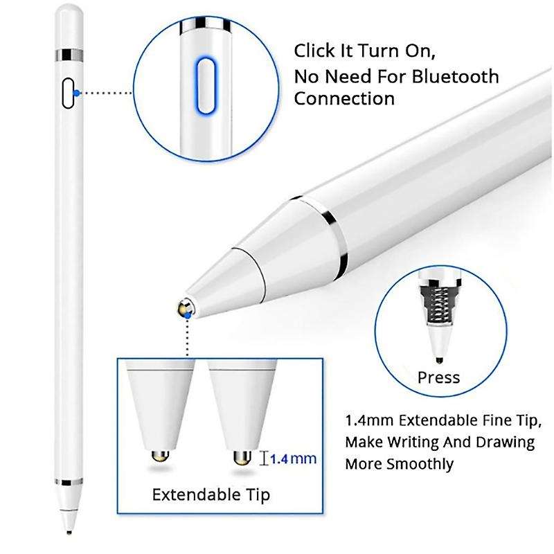For Ipad Stylus Ios Android Capacitive Pen Apple Contact Pen White